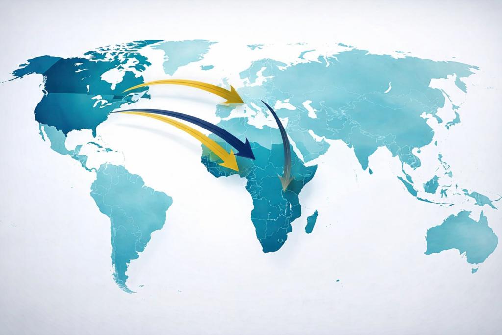 global connections in vibrant teal